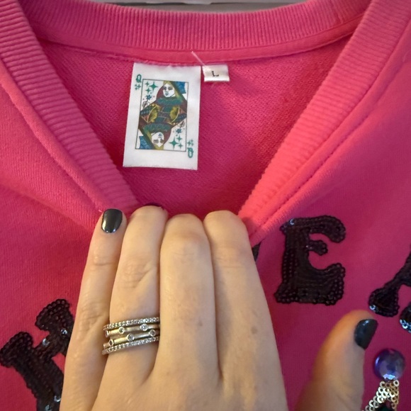 QUEEN OF SPARKLES Pink Smiley Face Sweater - Picture 4 of 5